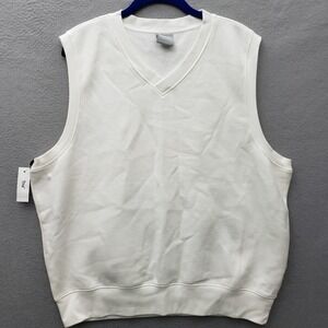 Aritzia Tna CozyAf Sweater Vest White Preppy Academia Minimalist Chic Size L NWT